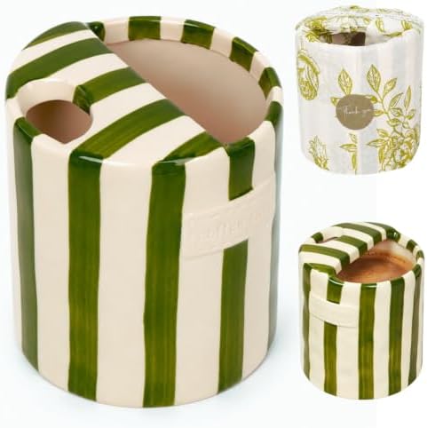 Coffee Mug Espresso Cup 10oz Ceramic Coffee Mugs Porcelain Coffee Cup Hand-Painted Striped Art Multiple Use for Kitchen, Dining-Green
