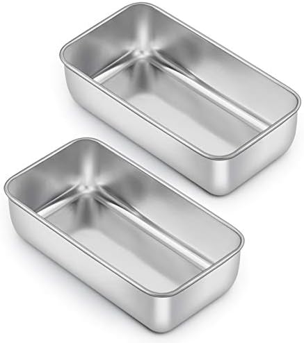 E-far Loaf Pan for Baking Bread, 9 x 5 Inch Stainless Steel Bread Pan, 2PCS