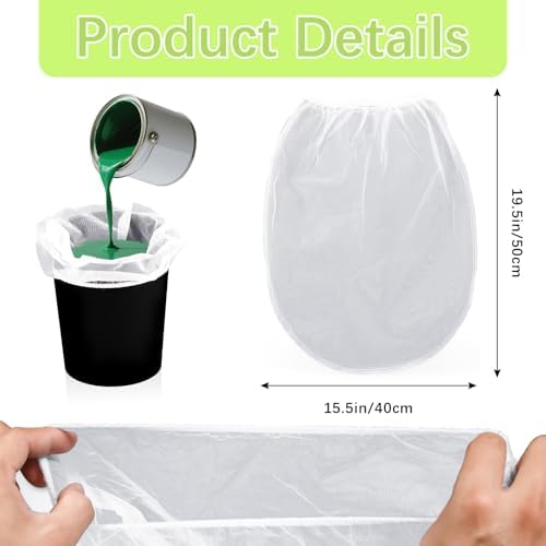 15 Pcs Paint Strainer Bags 5 Gallon, Bucket Paint Filters Strainer 5 Gal with Stretchable Elastic Top Opening paint Screen for 5 Gallon Bucket Nylon White Fine Mesh Bag for Gardening, Plant Protection