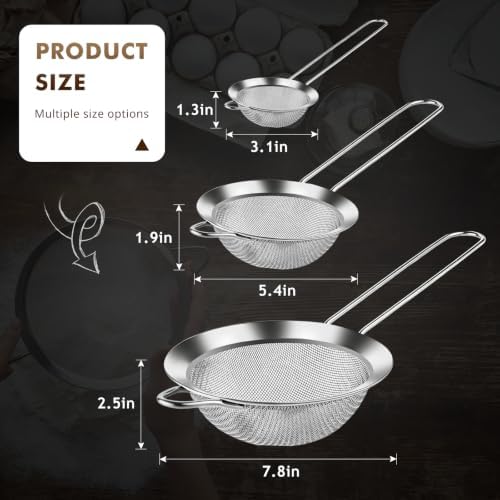 NileHome 3 Piece Stainless Steel Mesh Strainers,Silver（3.1"+5.4"+7.8")