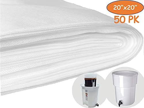 (50 Pack) Commercial Cold Brew Coffee Filters, 20" x 20" For 5-Gallon Commercial Model Cold Brew Coffee Makers and Systems