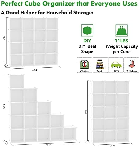 C&AHOME 16 Cube Storage Organizer Cube Shelves Units Storage Cubes, Milky