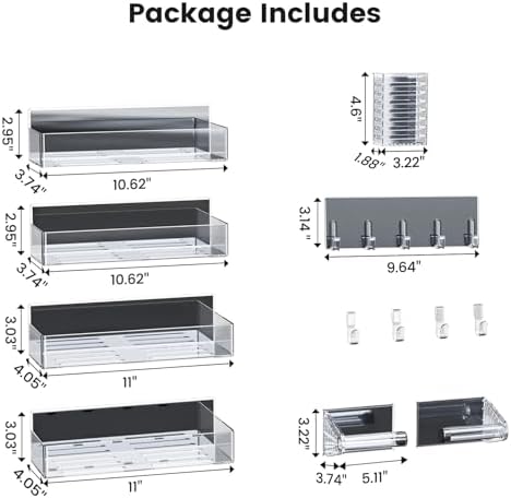 Mystozer Magnetic Spice Rack for Refrigerator Clear, 7 Pack