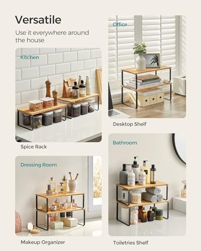 SONGMICS Cabinet Organizer Shelf, Set of 4 Spice Rack, Kitchen Storage