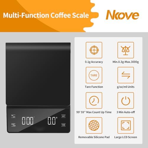 NKOVE Coffee Scale with Timer, 0.1g High Precision Espresso Scale 3kg (Pack of 3)