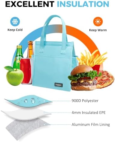 Fmeida 9L Insulated Lunch Bag Women, Reusable Cooler Tote Thermal Snack Bag