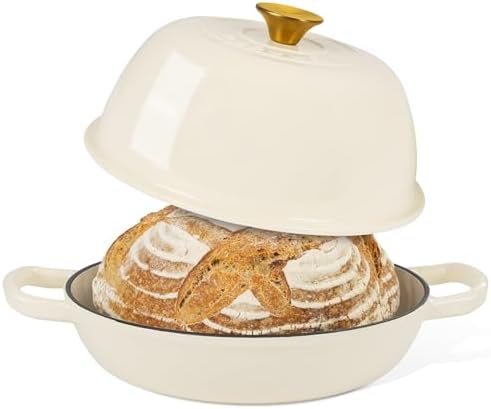 Enamelled Cast Iron Dutch Oven For Bread Baking – Dutch Oven Pot For Sourdough Bread Baking – Cast Iron Bread Pot – Dark Blue, 6 Quarts, 26cm – by Nuovva