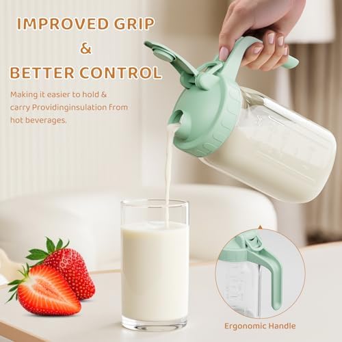 32 oz Breast Milk Pitcher, Glass Mason Jar Pitcher with Lid