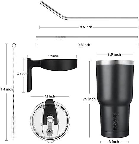 BJPKPK 30 oz Tumbler with Handle & Straw, Insulated Stainless Steel Mug