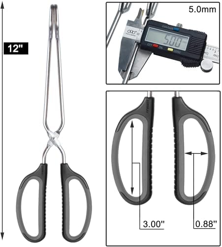HINMAY Scissor Tongs with Comfort-Grip Handle 12-Inch Cooking Tongs