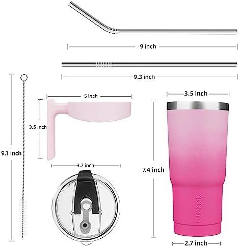 BJPKPK 20 oz Tumbler with Handle & Straw, Insulated Stainless Steel Mug