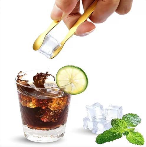 12PCS Golden Ice Tongs Mini Sugar Tongs, Stainless Steel Tiny Kitchen Tongs