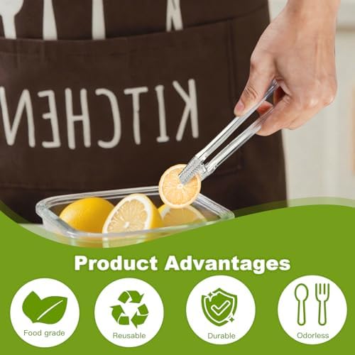 Ninsula 8 PCS Plastic Serving Tongs, 6.3 Inches Disposable Clear Tongs, Kitchen Small Serving Utensil Tongs for Party Catering Buffet Bakery Salad Cookies Ice (Pack of 2)