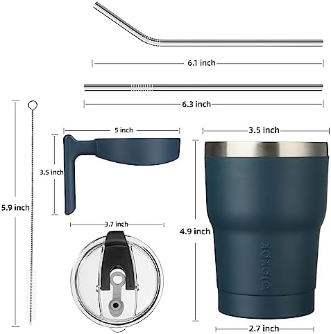 BJPKPK 10 oz Mini Tumbler with Lid, Straw & Handle, Insulated Steel Cup