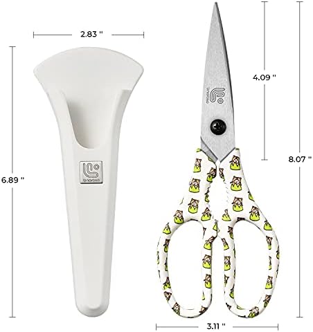 Linoroso Kitchen Scissors Heavy Duty Kitchen Shears with Magnetic Holder Made with Japanese Steel 4034, Multipurpose Ultra Sharp Cooking Scissors for Meat/Vegetables/BBQ/Herbs/Pizza (Graphic,Tiger)