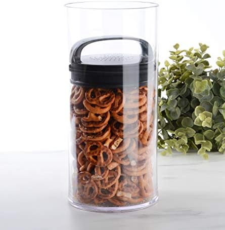 Prepara Evak Fresh Saver, Medium-Tall Airless Canister with Black handle, 2.3 Quart, Clear (Pack of 2)