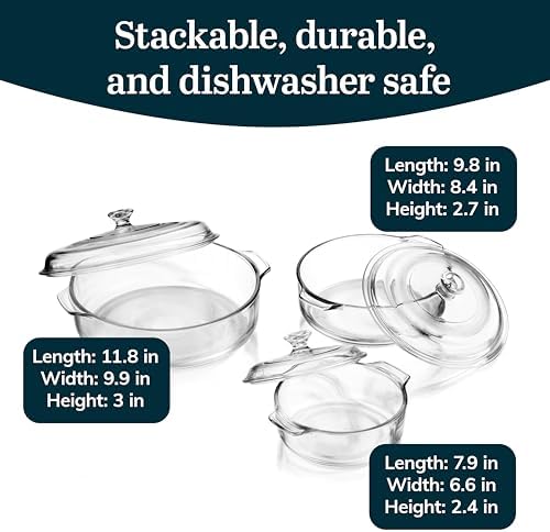 Libbey Baker's Basics Glass Casserole Dish Set with Covers, 3-Piece