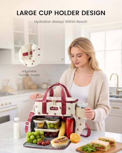 LOVEVOOK Insulated Lunch Bag for Women Men, Large Double Deck Lunch Box