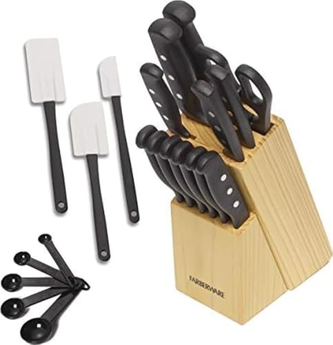 Farberware 22-Piece Kitchen Knife Block Set, High Carbon Stainless Steel