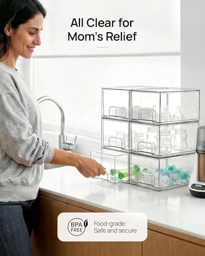 Vtopmart 12 Pack Small Clear Stackable Storage Drawers