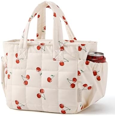 BAGSMART Lunch Bag Women Small Cute Quilted Insulated Leakproof Lightweight