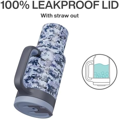40 oz Camo Tumbler with Handle, 2-in-1 Straw and Sip Lid, Leakproof, Dishwasher Safe, Insulated Stainless Steel Travel Coffee Mug, Keeps Cold for 34 Hours, Fits in Car Cup Holder (Navy Digital)