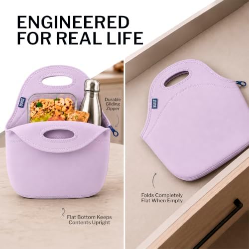Built Gourmet Getaway Neoprene Lunch Bag, Large Capacity - Lavender