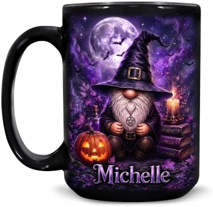 Hyturtle Personalized Halloween Gnome Mug, Custom Name Gift for Women