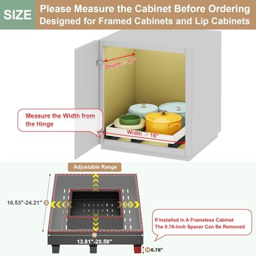 Fokyfok Pull out Cabinet Organizer,15"-21"W,17"-24"D,Expandable,Adhesive