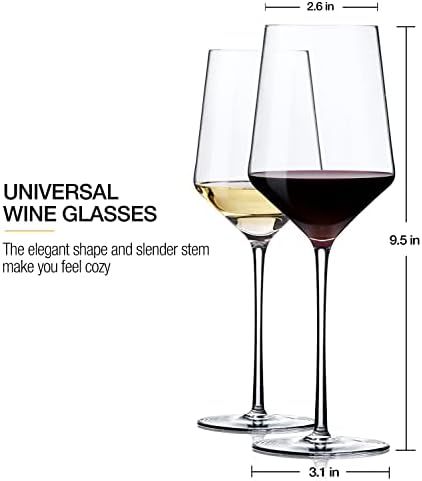 OJA Wine Glasses Set, Crystal White Hand Blown Wine Glass, Set of 4,15 oz