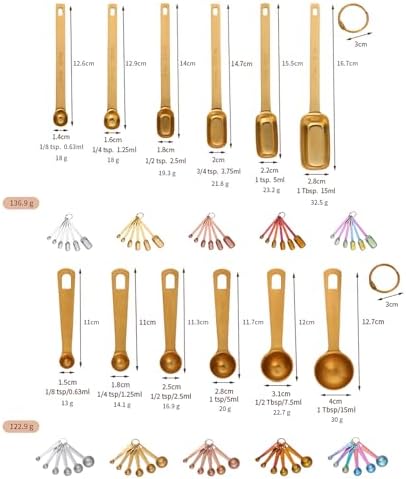 DOCBLACK Measuring Spoons, Heavy Duty 18/8 Stainless Steel Measuring Spoons Cups Set, Set of 6 for Gift Measuring Dry and Liquid Ingredients - Rose Gold