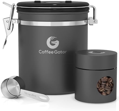 Coffee Gator Coffee Canister, 16oz Airtight Containers & Travel Jar