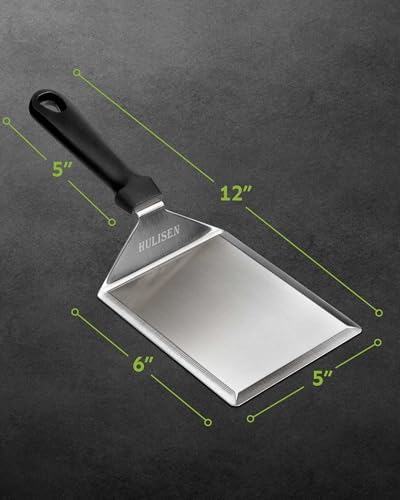HULISEN Stainless Steel Grill Spatula, 6 x 5 Inch Heavy-Duty Metal Turner