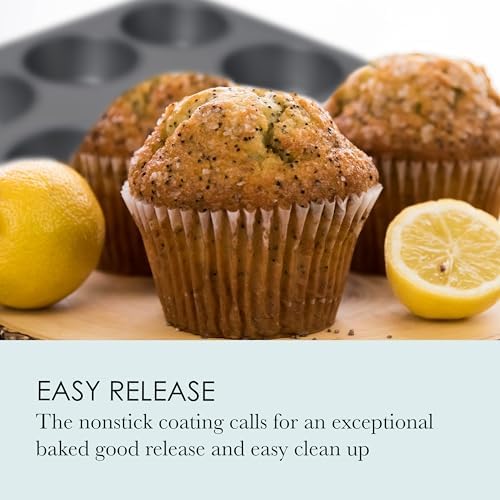 Chicago Metallic Professional 6-Cup Non-Stick Muffin Pan, Make up to 6 large muffins, cupcakes, quiches, egg cups, and more,14-Inch-by-10.25-Inch