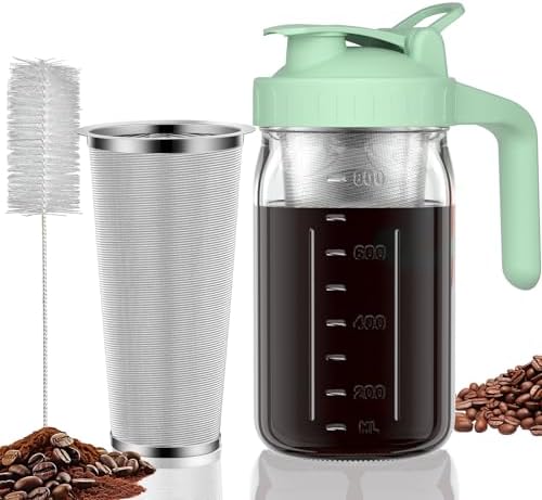JunVpic Cold Brew Coffee Maker, 32 oz Glass Mason Jar Pitcher