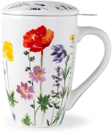 AmorArc Tea Cup With Infuser and Lid, 18oz Loose Leaf Tea Mug With Steeper