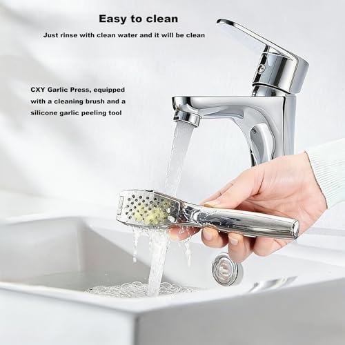 Stainless Steel Garlic Press Set Peeler & Cleaning Brush