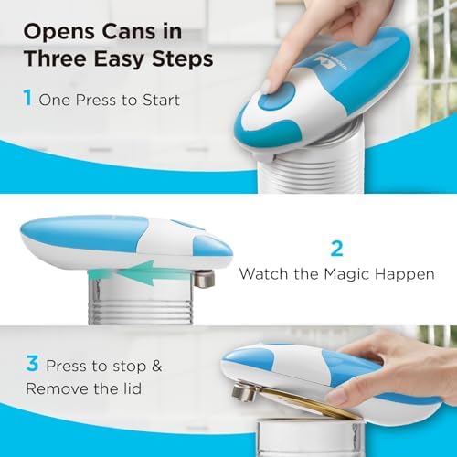 Kitchen Mama Auto Electric Can Opener, Battery Operated, Sky Blue