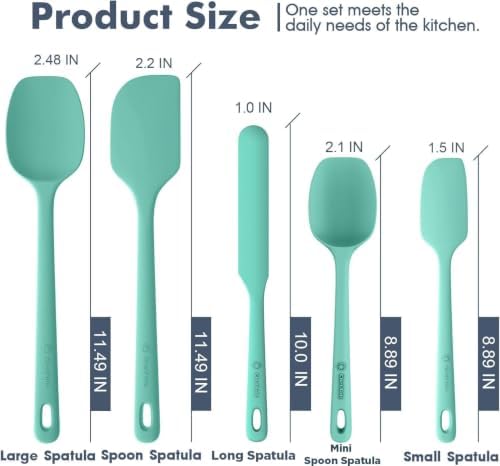 ChefAide 5 Pieces Silicone Spatulas Set, Heat Resistant Rubber Spatula