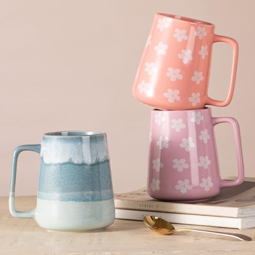 24 oz Large Ceramic Coffee mugs, Extra Large Cup, Big Handle (24 oz pink)