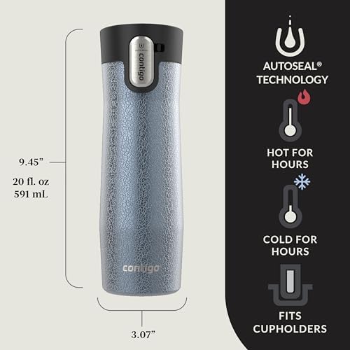 Contigo® AUTOSEAL® West Loop Vacuum-Insulated Stainless Steel Travel Mug with Easy-Clean Lid, 20 oz, 2 pack, Crystal Lakeside; Crystal Agave