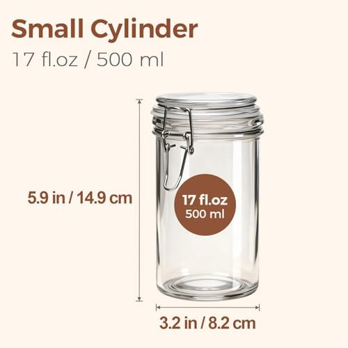 ComSaf Small 16 oz Glass Jars with Airtight Lids 6 Pack Pickling Pantry