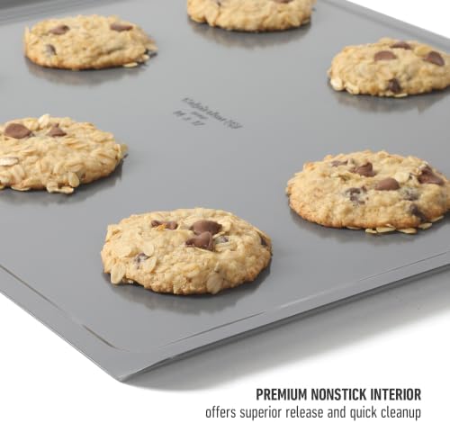 Calphalon Titan Steel Core PFA Free Nonstick 17 x 14 Cookie Sheet Baking Pan, Heavy Duty Reinforced Steel Bakeware for Even Heating, Oven Safe Baking Tray for Cookies