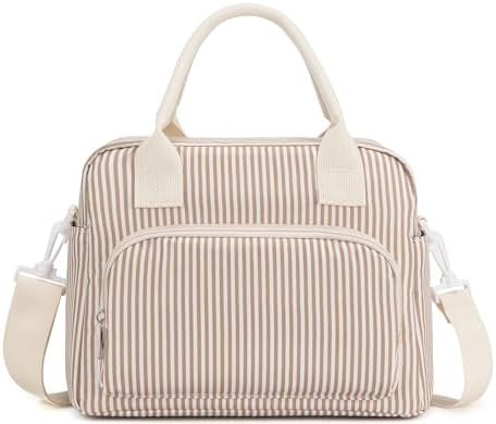 Lunch Bag Women Lunch Box for Women Adult Cute Insulated Lunch Bag Lager Cooler Lunch Tote Bags for Work Picnic (Brown Stripes)