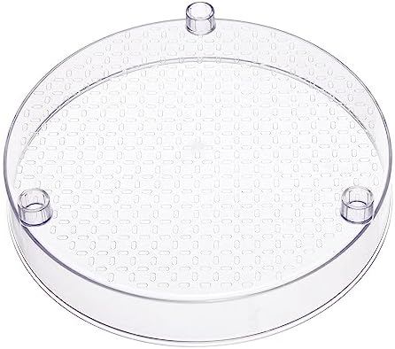 Amazon Basics Lazy Susan Turntable Organizer for Spices and Condiments, 9" Diameter, 2 Tier, Clear