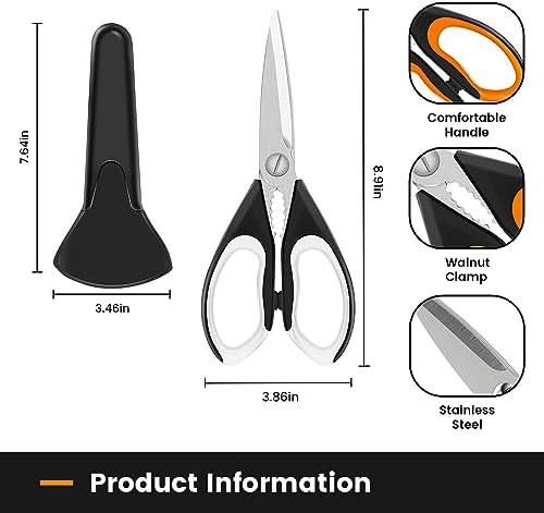 2 Pack Sharp Kitchen Scissors Set with Magnetic Holder