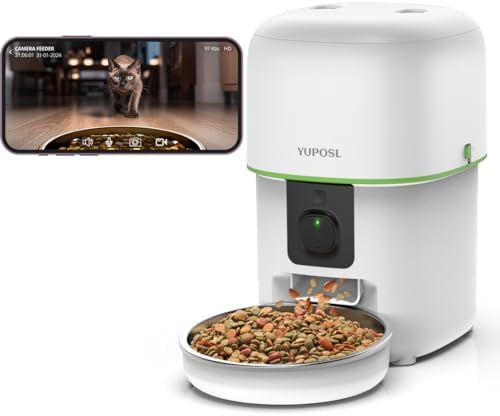 Automatic Cat Feeder with Camera - 5G WiFi Auto Cat Food Dispenser, 1080P HD Video with Night Vision, 1-15 Meals, 1-99 Portions, 2-Way Audio, Keeps Food Fresh, Timed Pet Feeder Also for Dogs