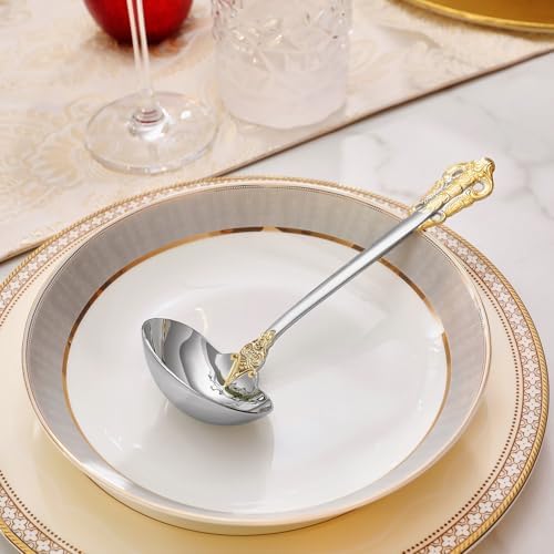 KEAWELL Premium Luxury 7.5-Inch Gravy Ladle (1, Gold Accent)