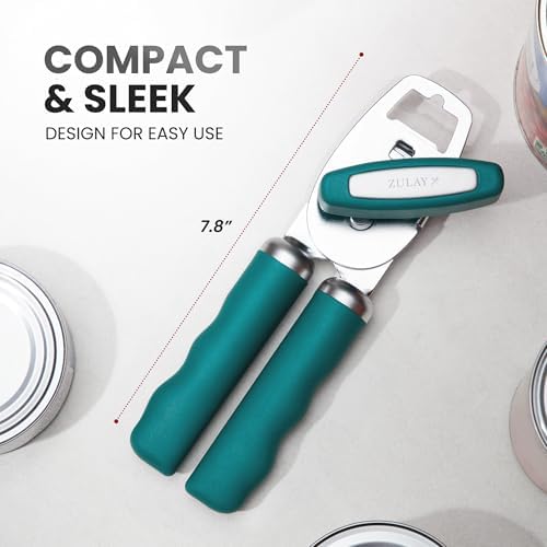 Zulay Kitchen Manual Can Opener Heavy Duty Patented Stainless Steel, Jade