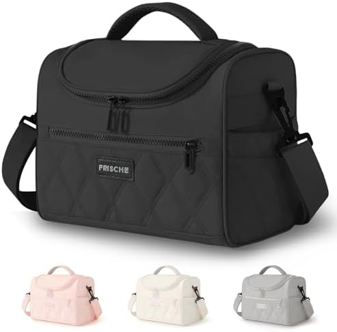 Insulated Lunch Bag Women Men Leakproof With Cup Holder, Black